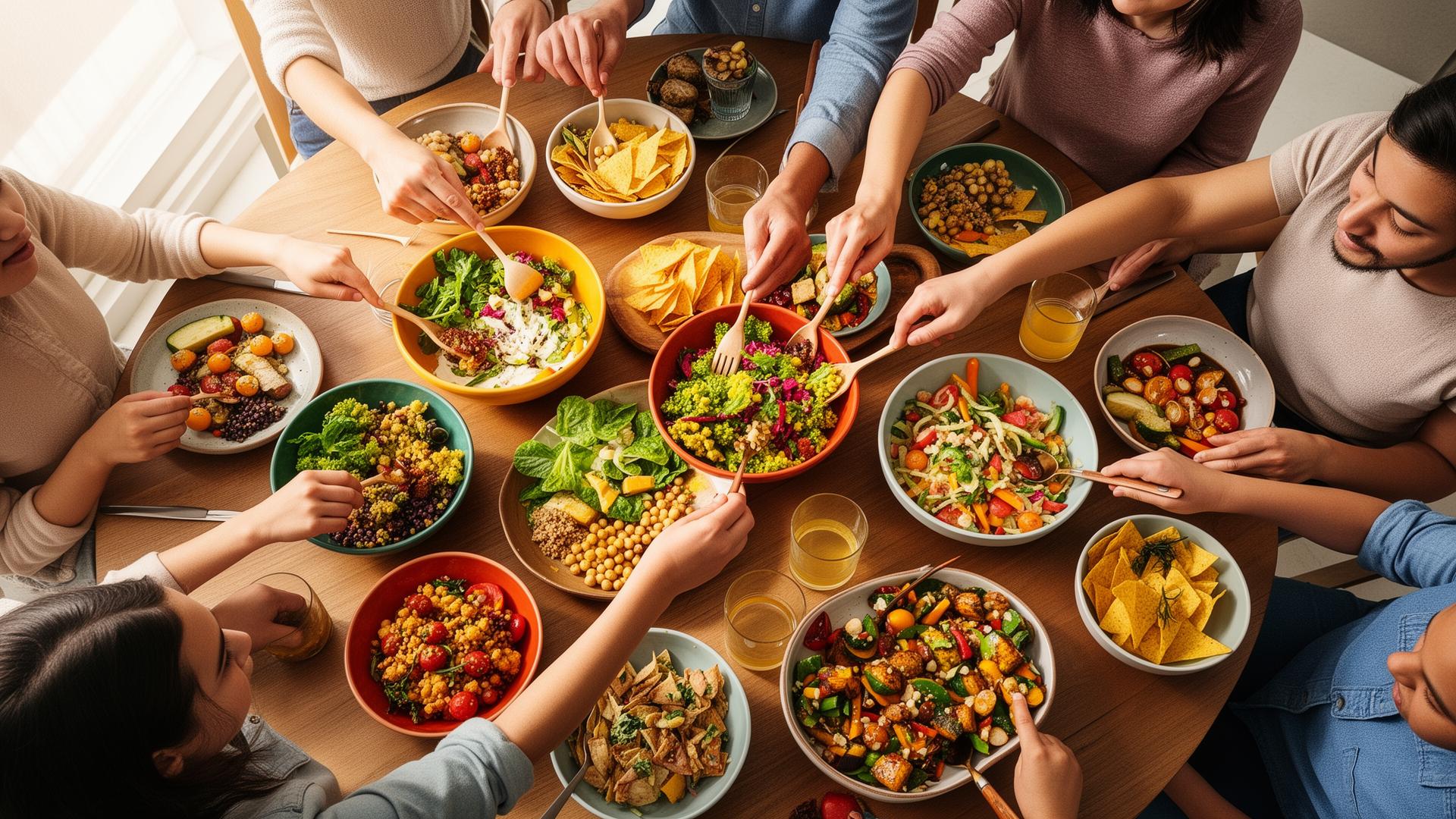 Modern family meal shared around a table